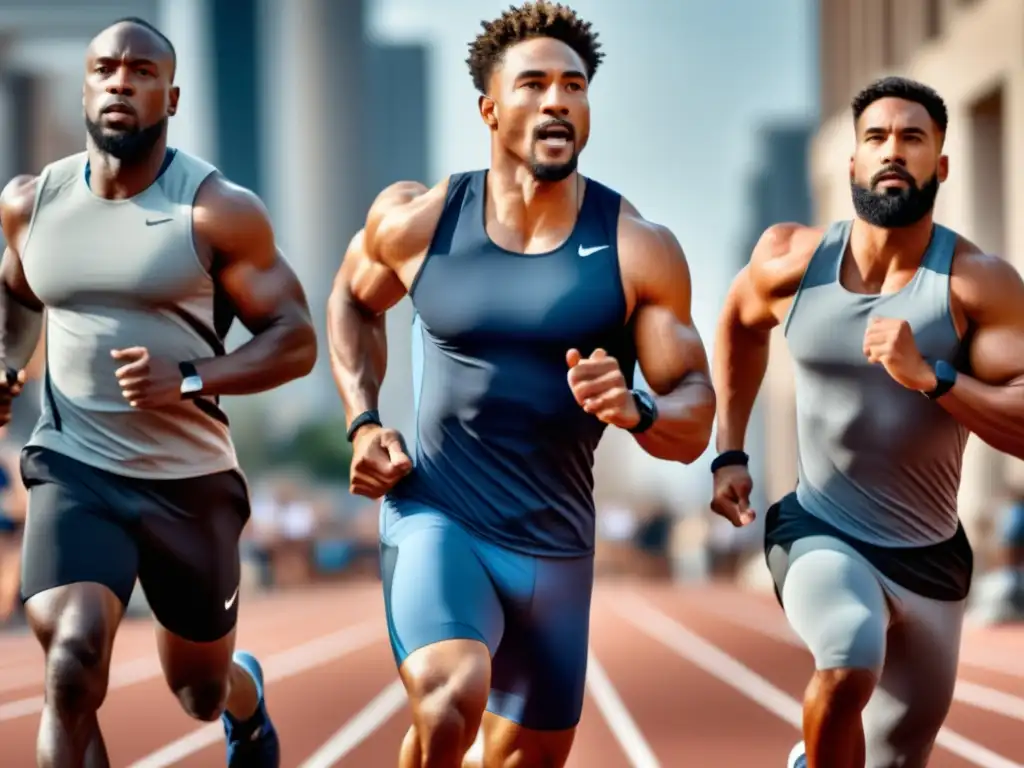 Guía de activewear para hombres: Hombres atléticos en diversas actividades, mostrando ropa deportiva para diferentes tipos de cuerpo