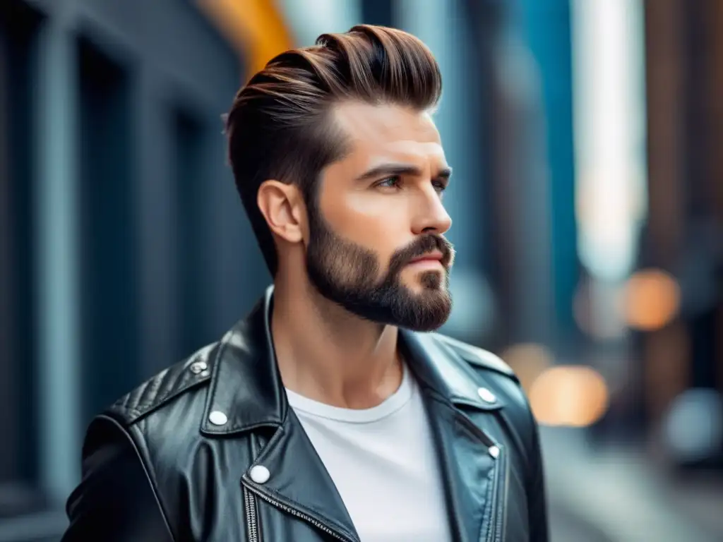 Actor masculino elegante en la ciudad con tendencias de moda masculina en cine contemporáneo