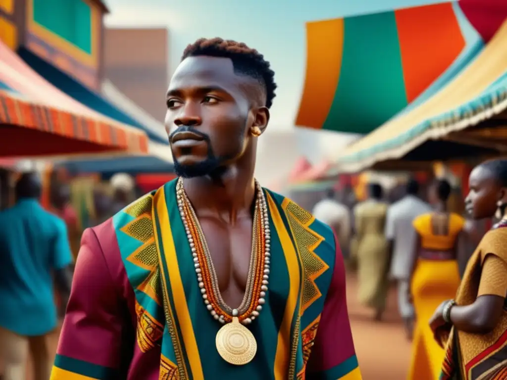 Hombre africano en traje tradicional, moda masculina africana etnográfica