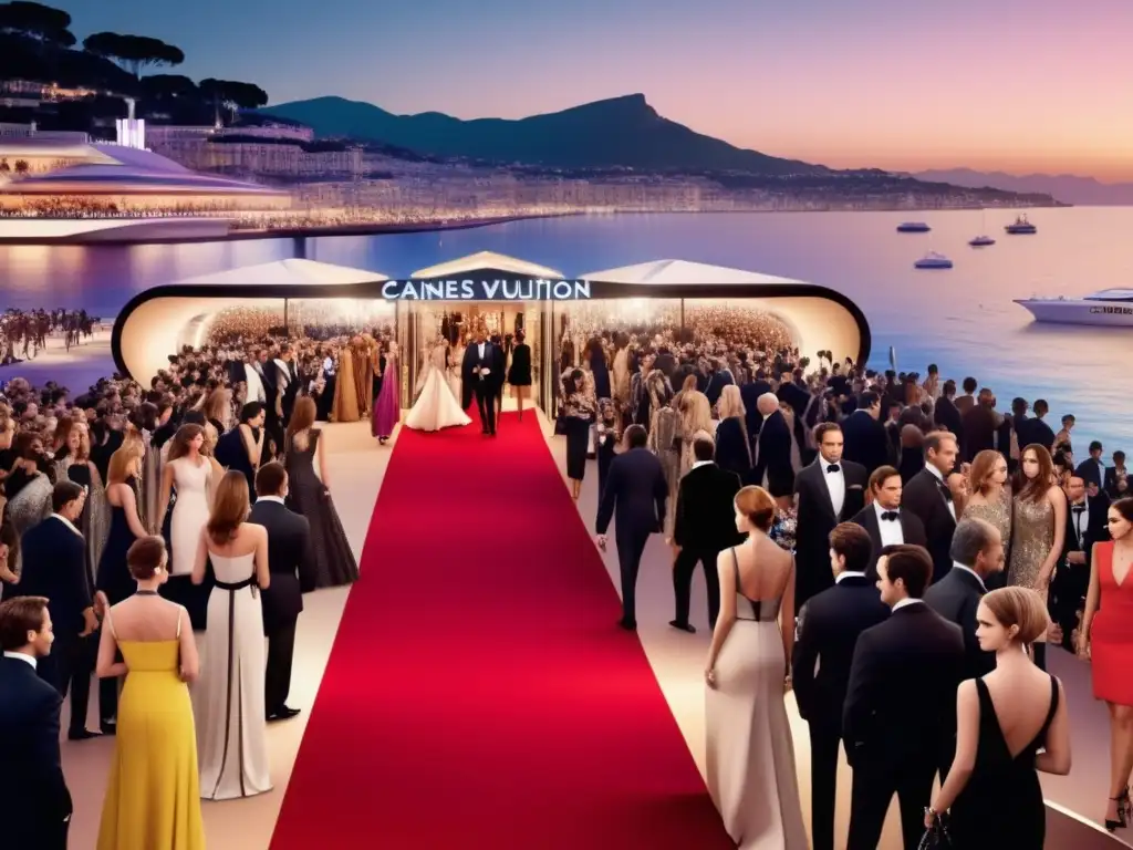 Influencia de Louis Vuitton en The Bling Ring: Glamoroso evento en Cannes con celebridades y moda en una deslumbrante imagen 8k