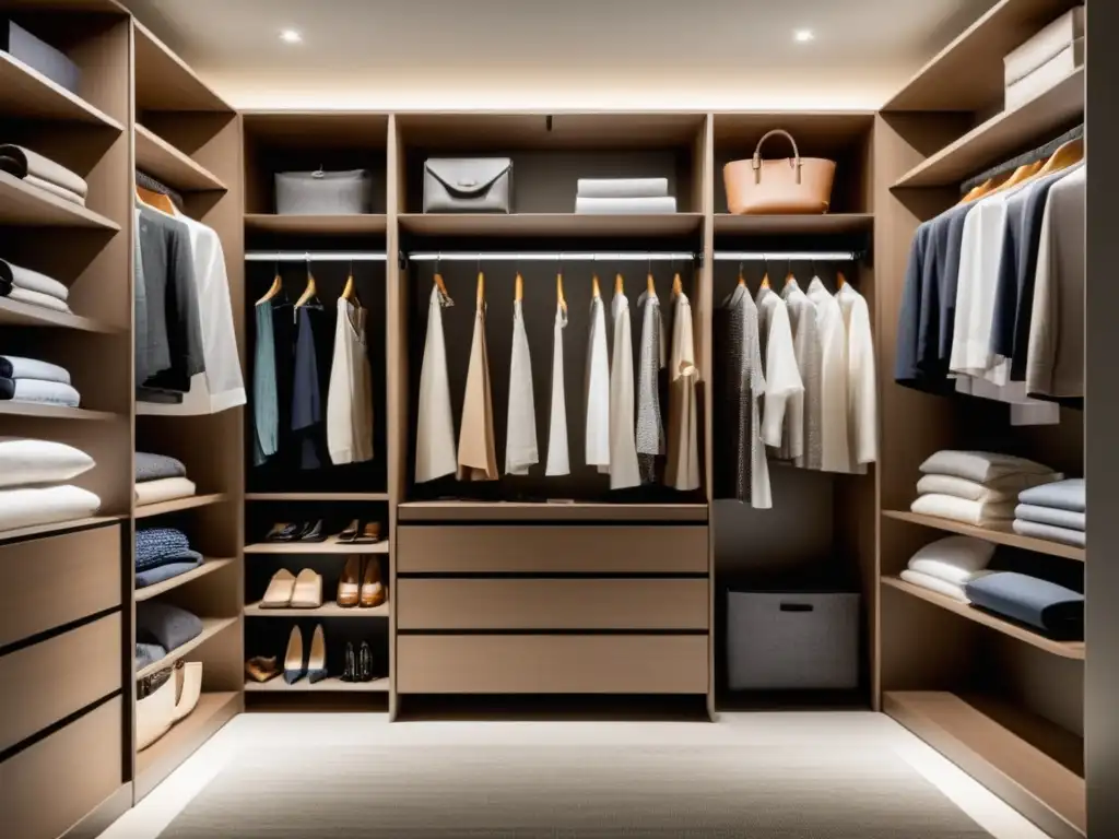 Closet bien organizado, ropa categorizada, almacenamiento responsable en moda masculina