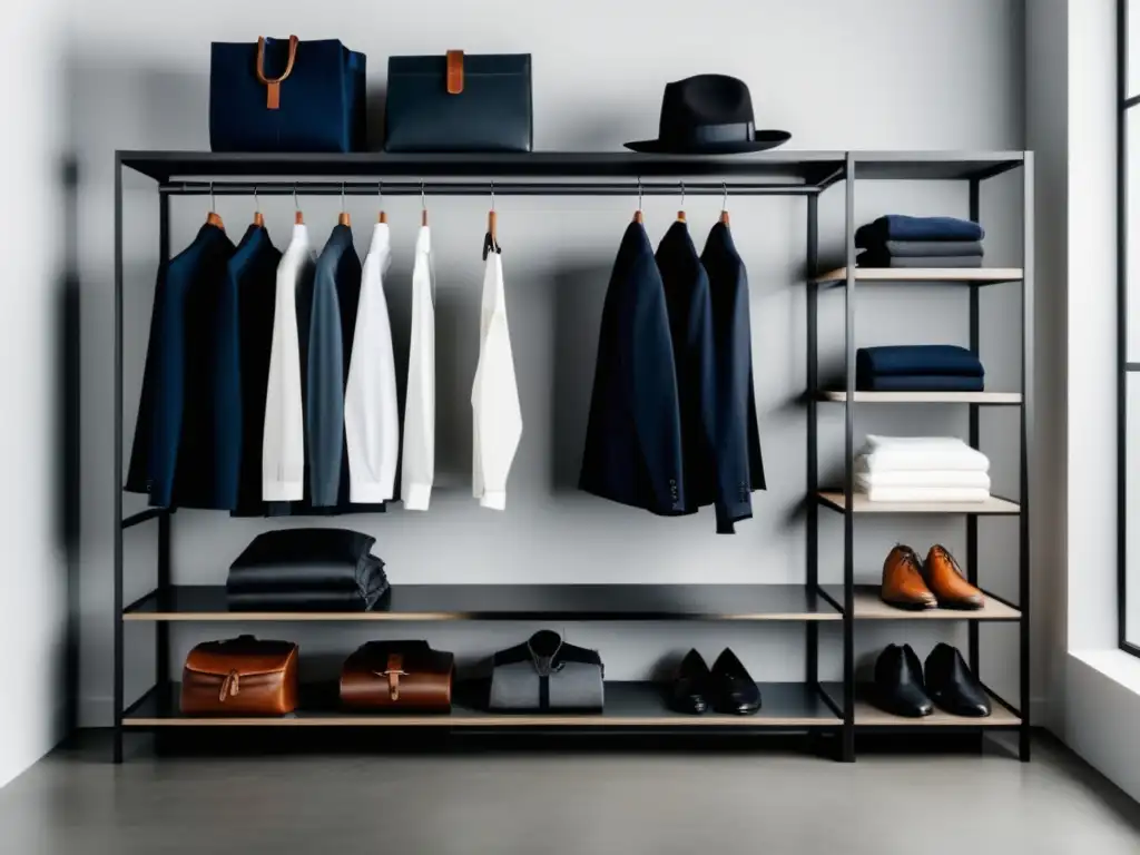 Diseño minimalista en moda masculina: Un guardarropa bien organizado y minimalista para hombres