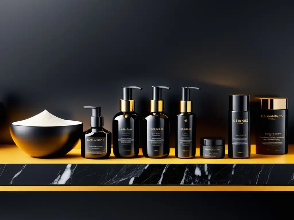 Moderno tocador de baño con mármol negro Kit de aseo masculino completo en elegante baño de mármol negro