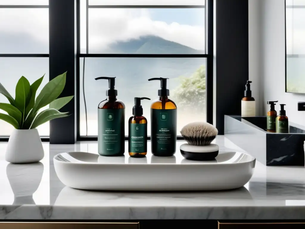 Tendencias belleza masculina ecofriendly en baño moderno