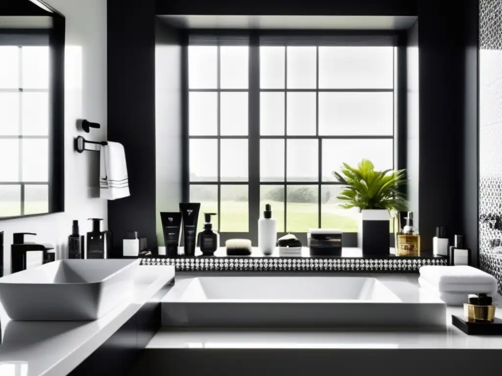 Baño moderno con productos de belleza masculina temporada