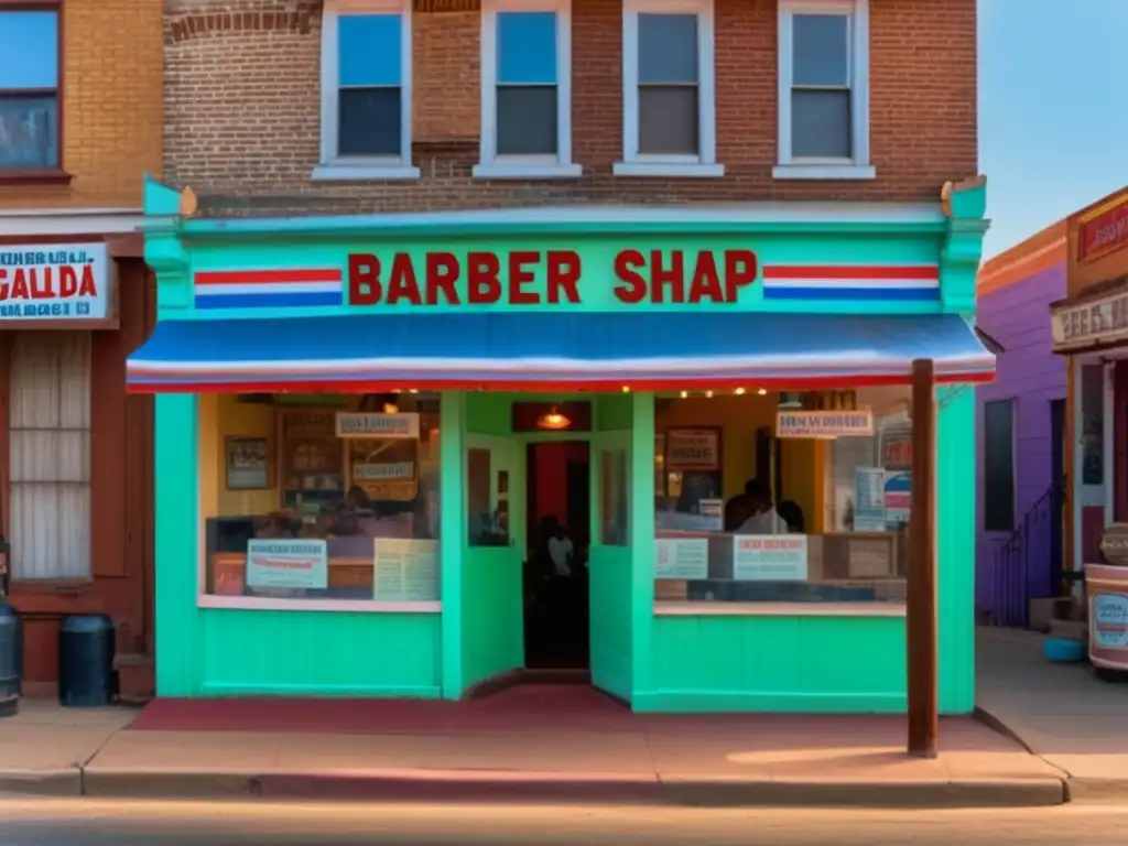 Ultradetalle de barbería histórica en comunidad afroamericana luchando por igualdad