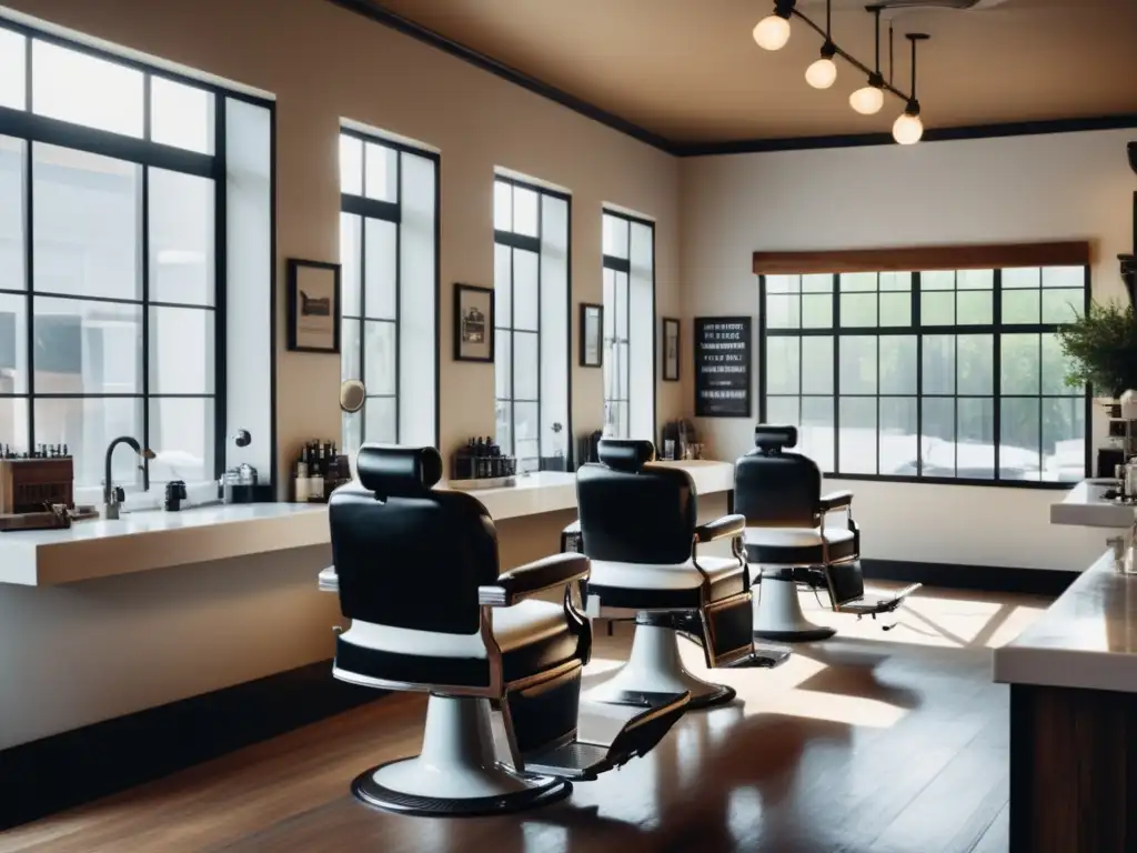 Barbería moderna con diseño minimalista y tradiciones de la barbería en España