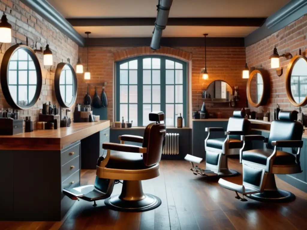 Interior de barbería moderna con ambiente amplio y elegante - Beneficios del auge de las técnicas de barbería