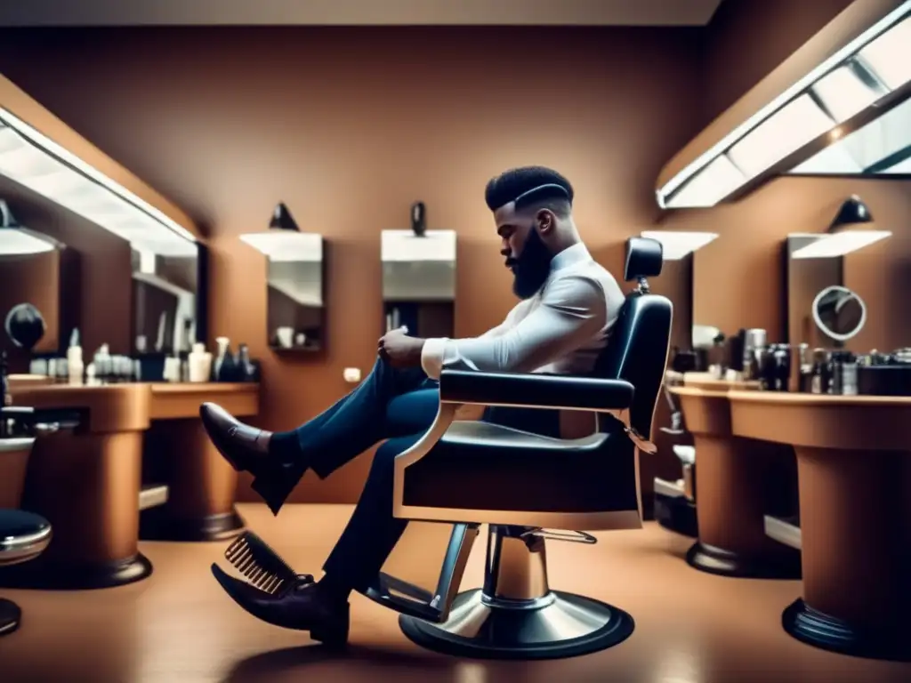 Un corte de pelo de hombre con pelo grueso, realizado por un hábil barbero en una moderna barbería