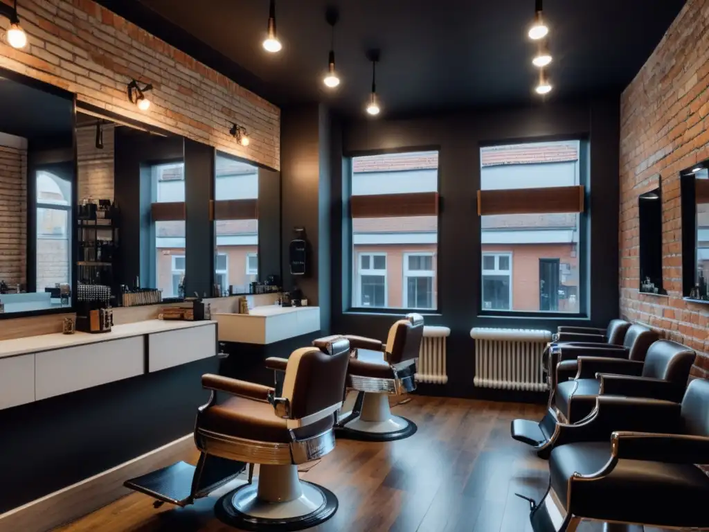 Interior de barbería en Belgrado: diseño moderno, ambiente sofisticado y productos de calidad