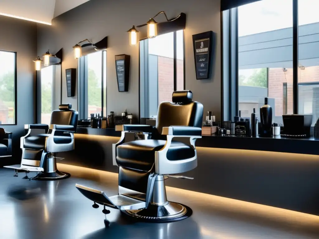 Espacio de barbero moderno con silla elegante y herramientas barbero tradicional moderno