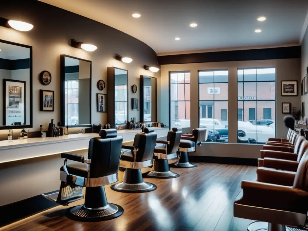 Barbería moderna y elegante con ambiente nostálgico y contemporáneo