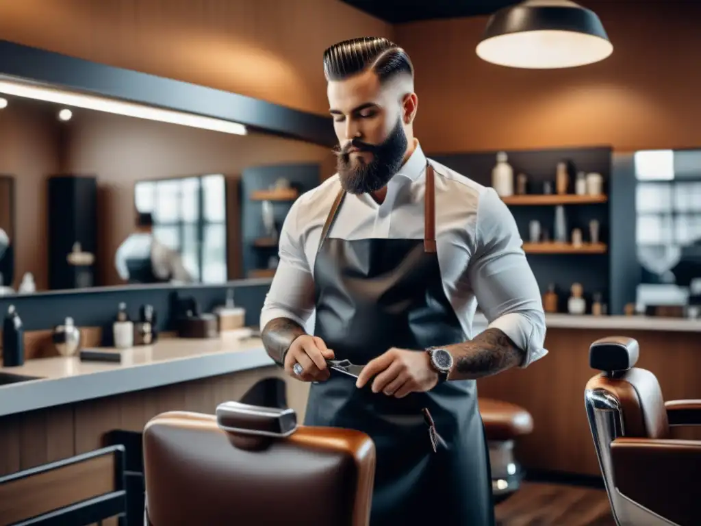 Barbero profesional crea peinados modernos para hombres con cabello corto