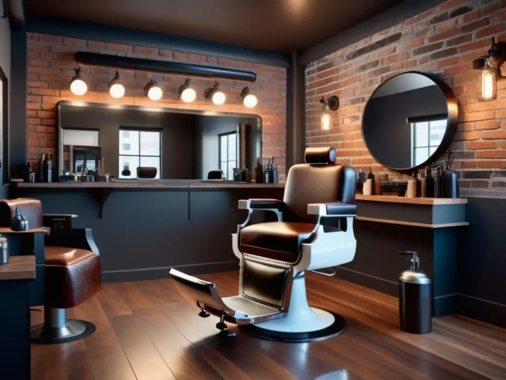 Interior barbershop elegante con toque moderno