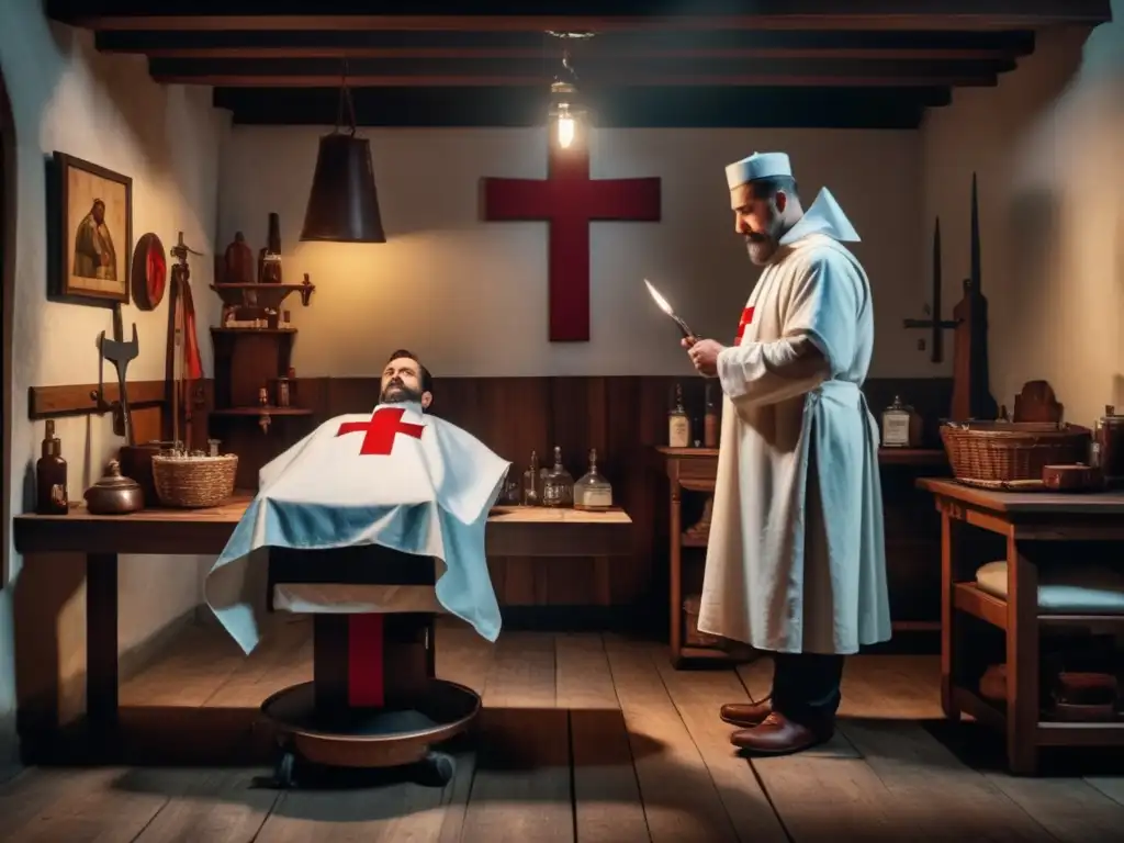 Rol médico de los barberos: Barbersurgeon medieval en acción