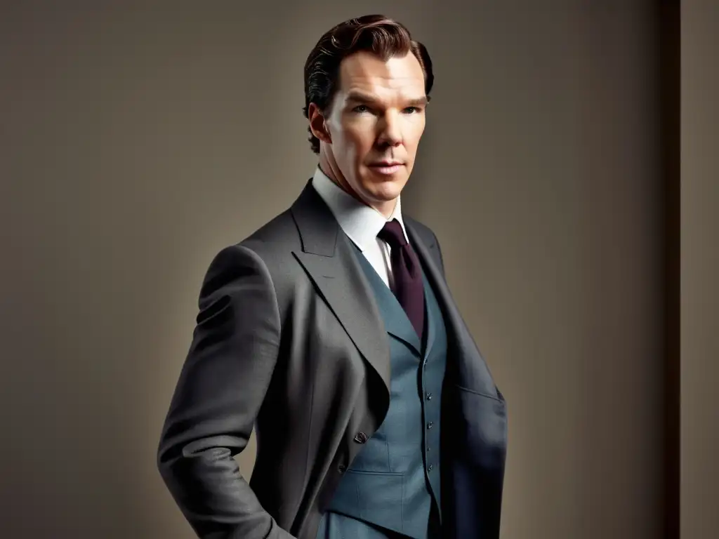 Influencia moda contemporánea Benedict Cumberbatch en traje impecable y sofisticado