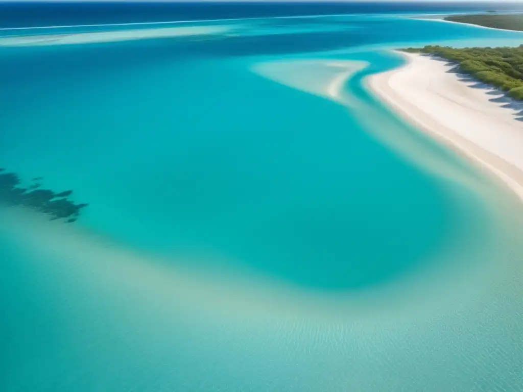 Beneficios del agua para la piel: escena serena de agua cristalina y playa de arena, evoca bienestar y vitalidad