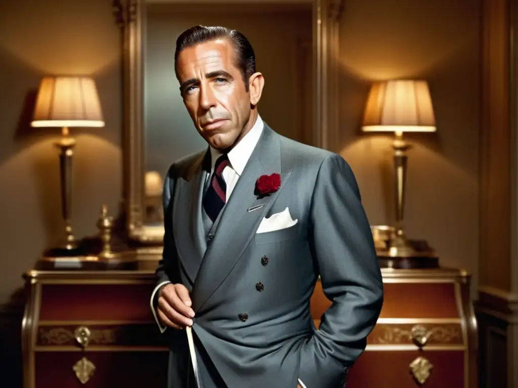 Estilo atemporal de Humphrey Bogart en una imagen sofisticada