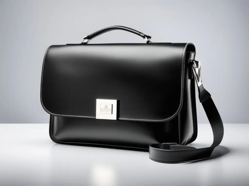 Bolsa mensajero de cuero negro elegante y moderna, ideal para ocasiones profesionales