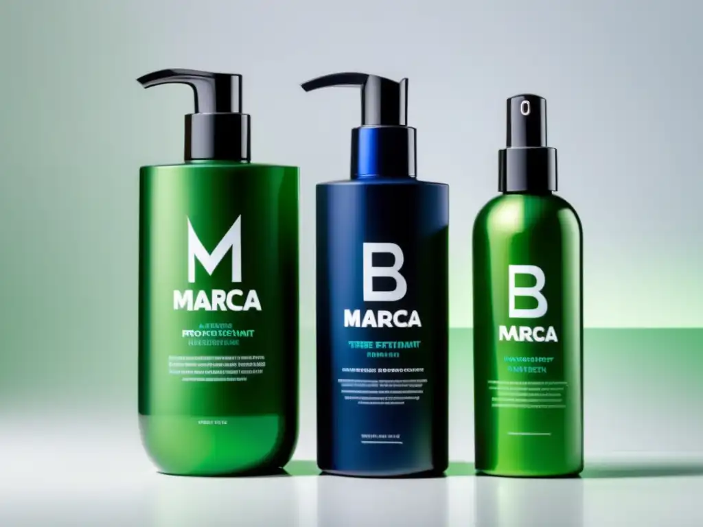 Beneficios protectores térmicos cabello hombre con 3 marcas: A (verde), B (negro y azul) y C (plateado y naranja)