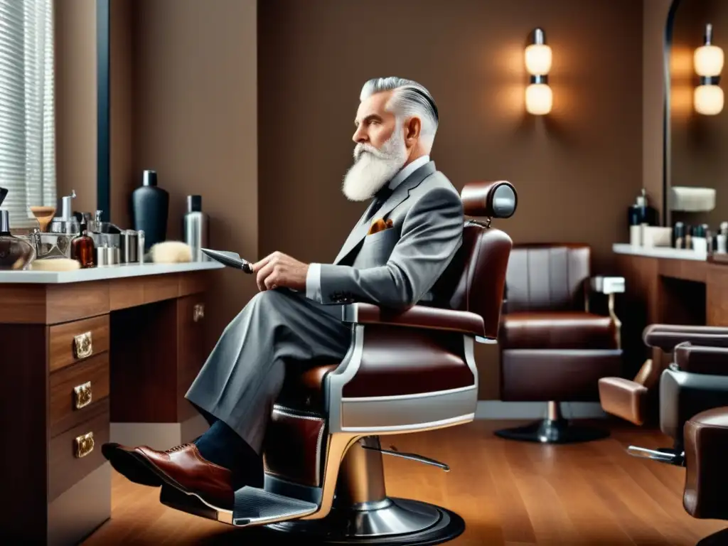 Barbero experto en estilo en la tercera edad elegante