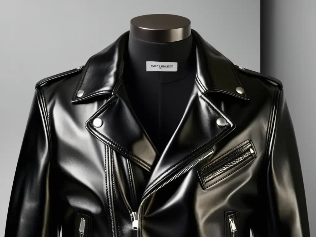 Chaqueta de cuero negra Saint Laurent, tendencias moda masculina, artesanía impecable