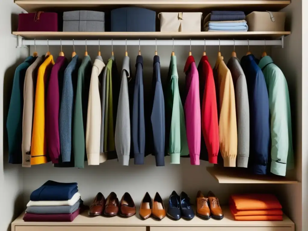 Ropa técnica para hombre en closet organizado