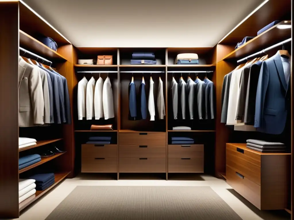 Guardarropa organizado para viaje de negocios Conjunto elegante para viaje de negocios: trajes a medida, camisas impecables, zapatos de cuero y accesorios de aseo