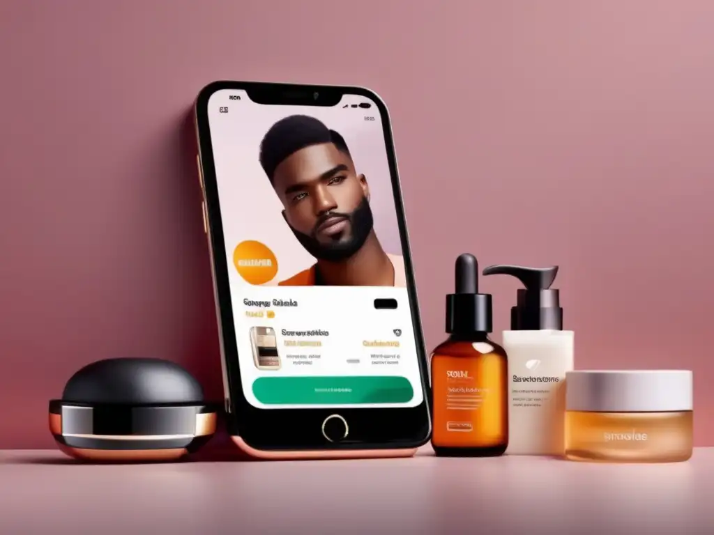 Un smartphone moderno con app de compras de productos de belleza masculina