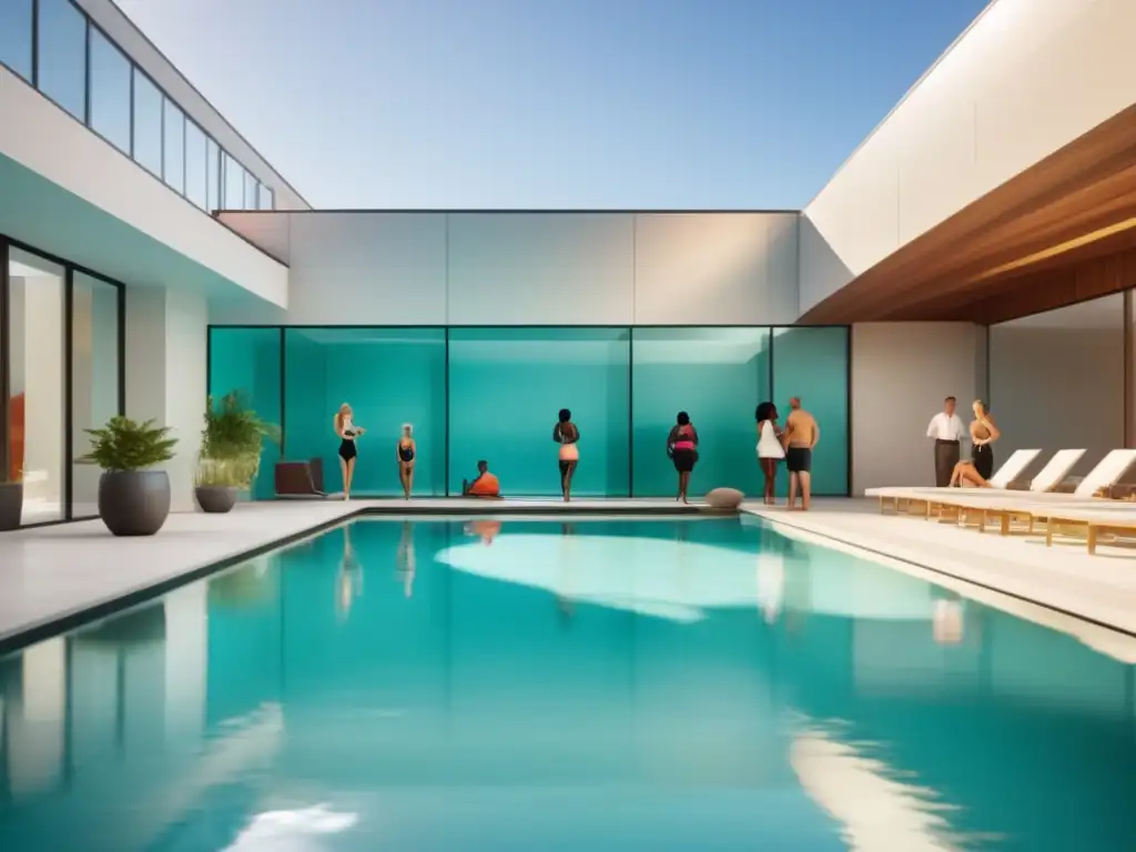 Grupo diverso de personas disfrutando de la piscina y los beneficios de la natación para hombres