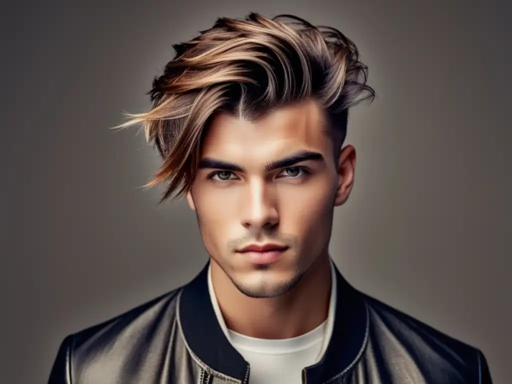 Joven con corte de pelo masculino moderno