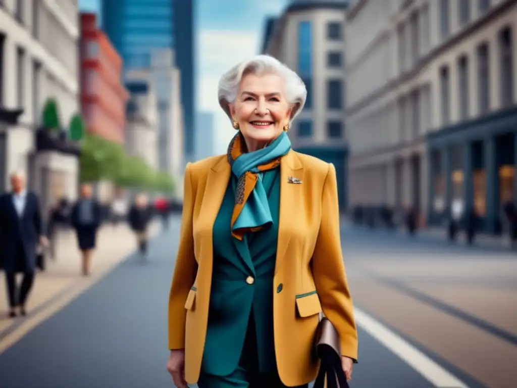 Moda en la tercera edad: vestir ocasión - Mujer elegante y sofisticada en la ciudad