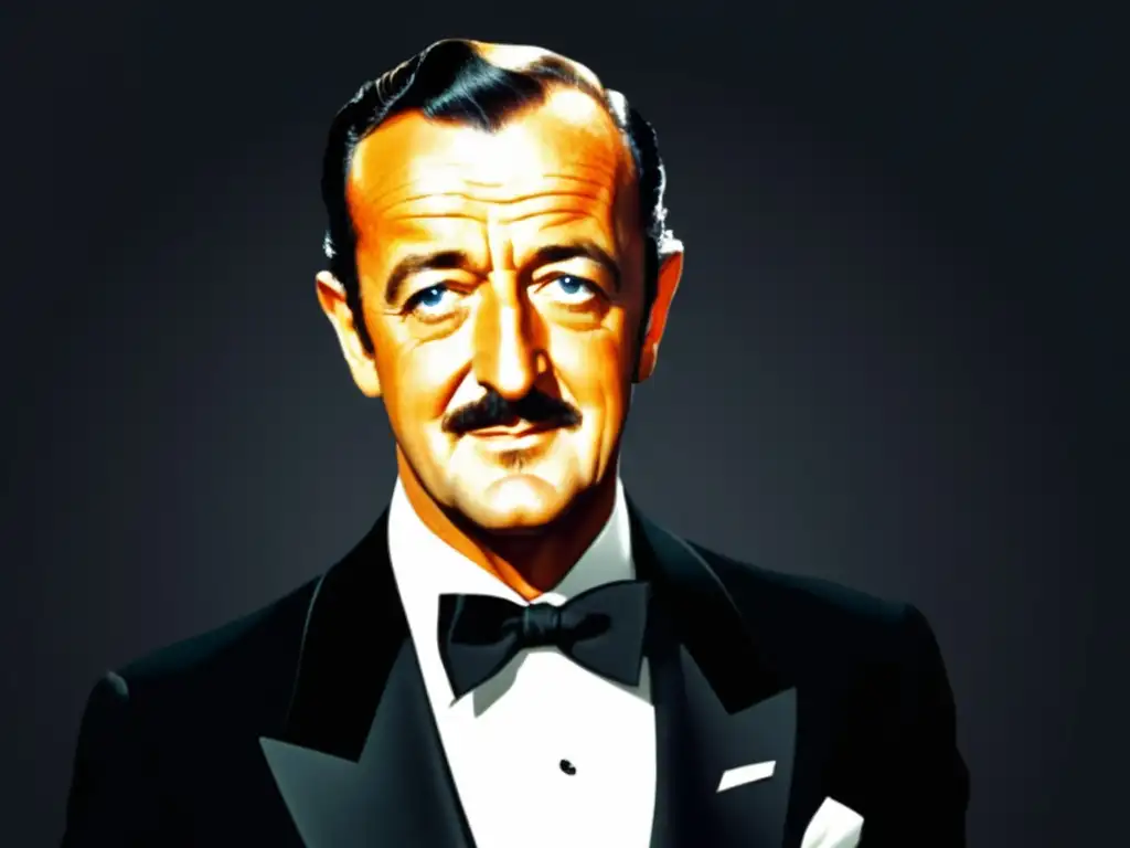 Elegante estilo de David Niven en tuxedo negro