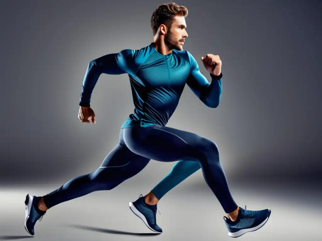 Ropa deportiva para hombre adaptable en acción: atleta con outfit elástico, transpirable y de secado rápido