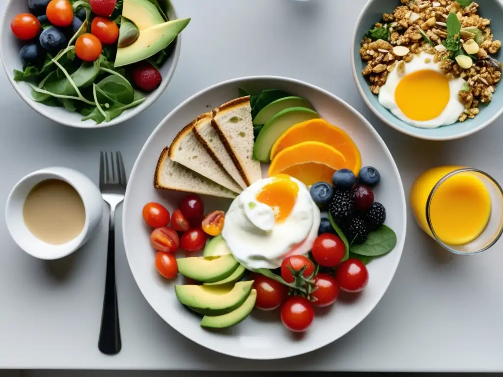 Nutrición equilibrada para hombres: Desayuno, almuerzo y cena saludables en un elegante comedor