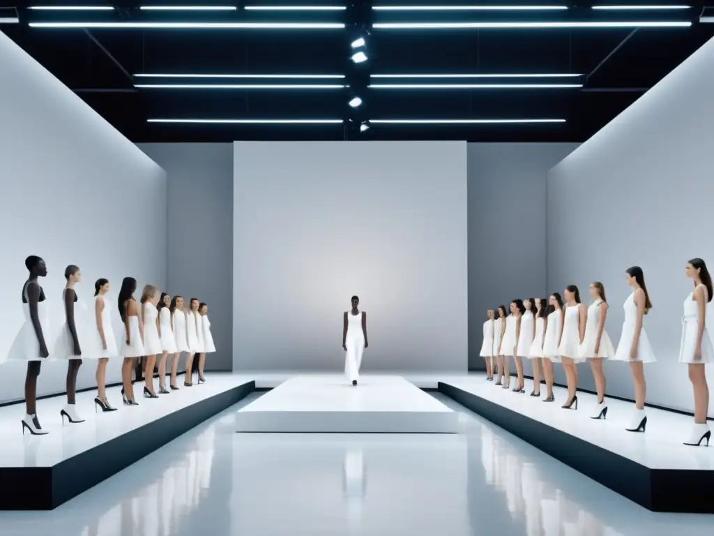 Tendencias moda masculina Calvin Klein: Desfile elegante y moderno con prendas minimalistas en un espacio blanco sofisticado de Calvin Klein