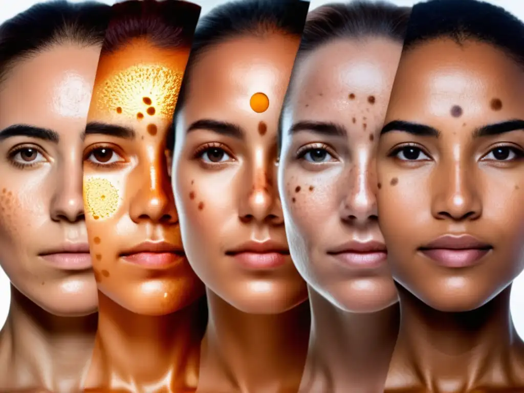 Tratamientos caseros para eliminar manchas en la piel: Closeup de mujer con distintos tipos de manchas solares, melasma y lentigos