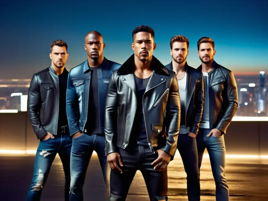 Hombres estilosos vistiendo moda Diesel en ciudad futurista: Tendencias de moda masculina Diesel Fast & Furious