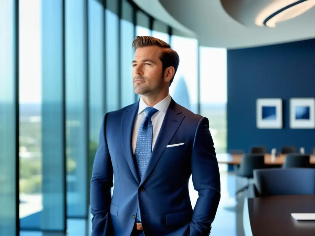 Ropa elegante para conferencias masculinas en una moderna sala de juntas