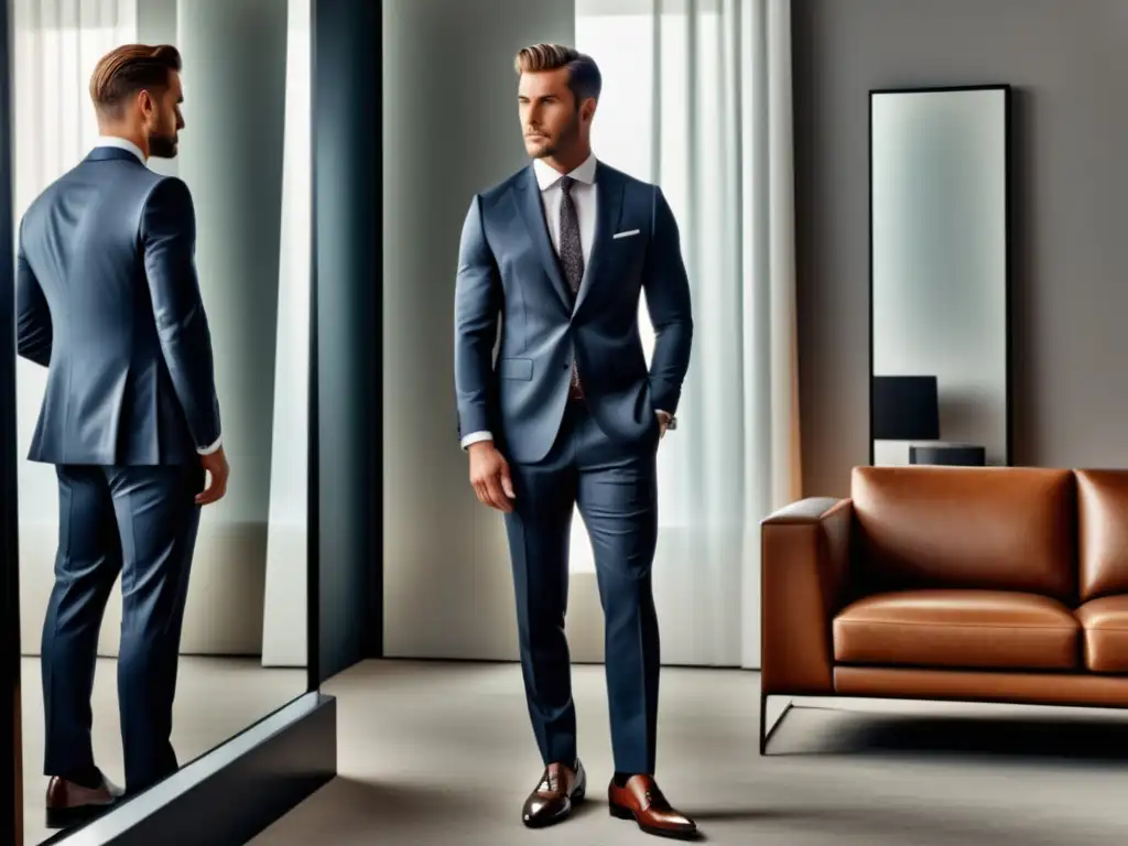 Elección consciente moda masculina: hombre seleccionando su atuendo, estilo y sostenibilidad