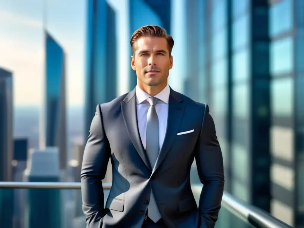 Consejos para armar el armario masculino corporativo perfecto: hombre elegante frente a rascacielos