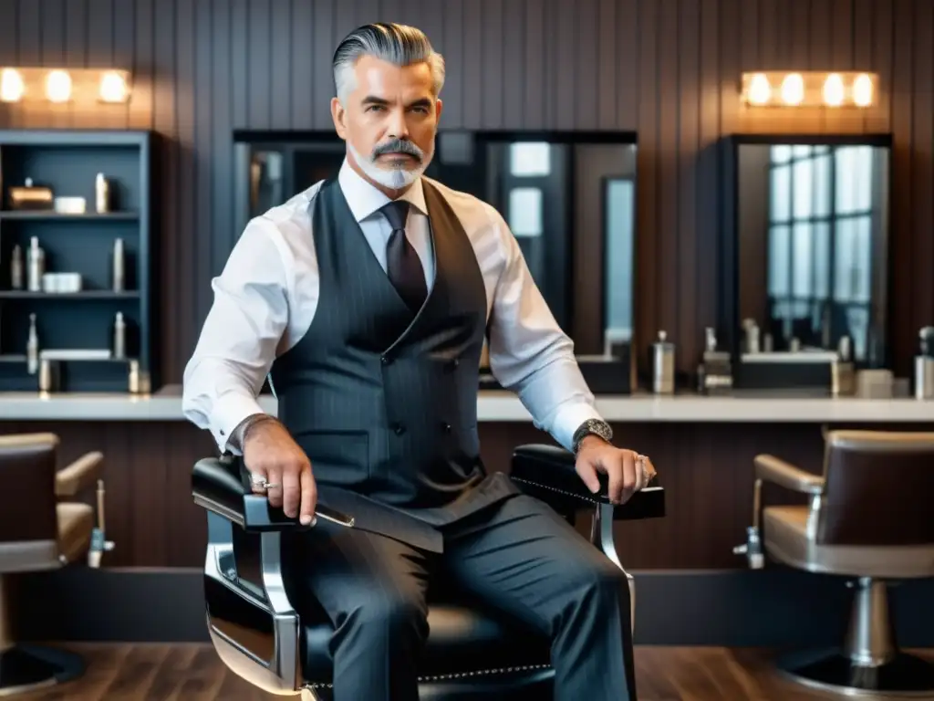 Hombre maduro elegante en barbería de lujo - Cortes de pelo para hombres maduros elegantes