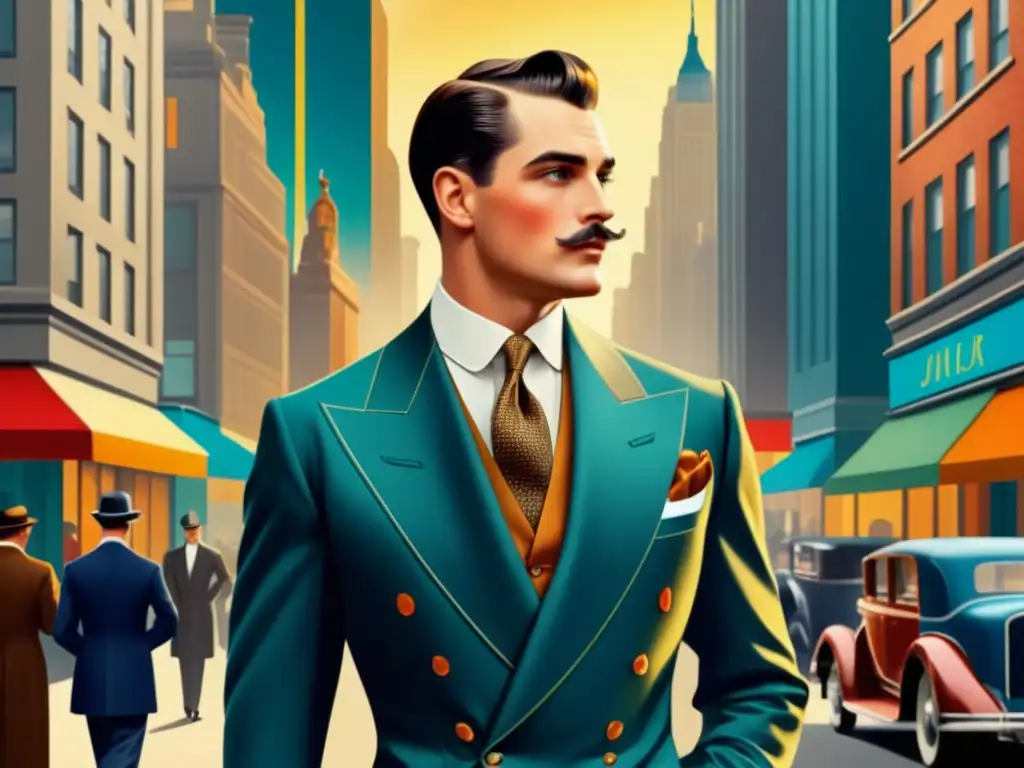 Evolución publicidad moda masculina: hombre elegante en traje posando en la ciudad