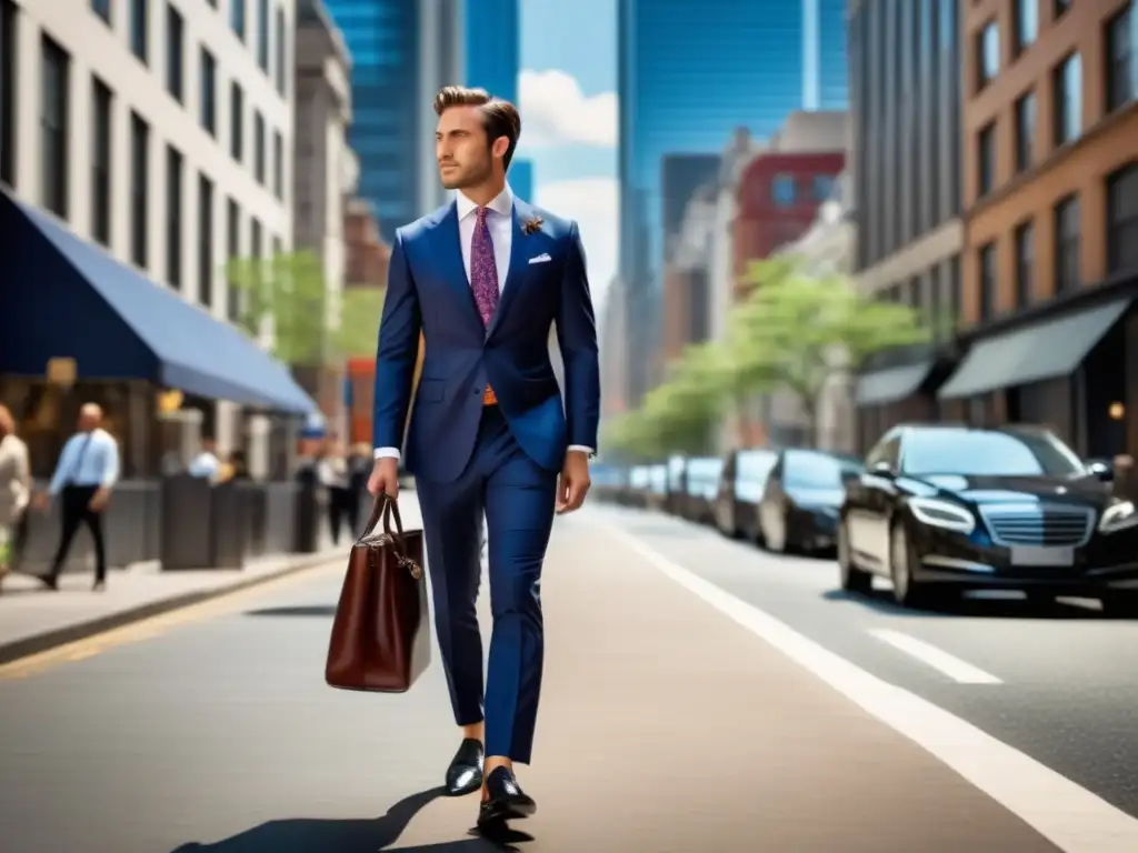 Hombre elegante impacta con moda masculina en la ciudad