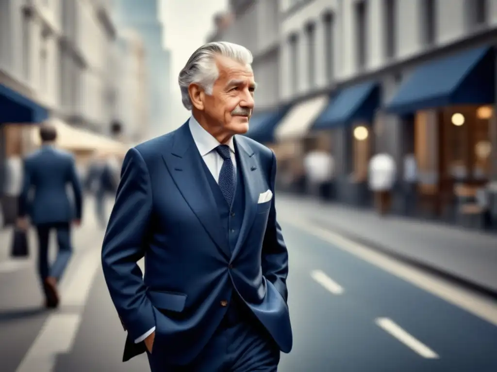 Consejos moda hombres tercera edad: Caballero elegante paseando con estilo en la ciudad