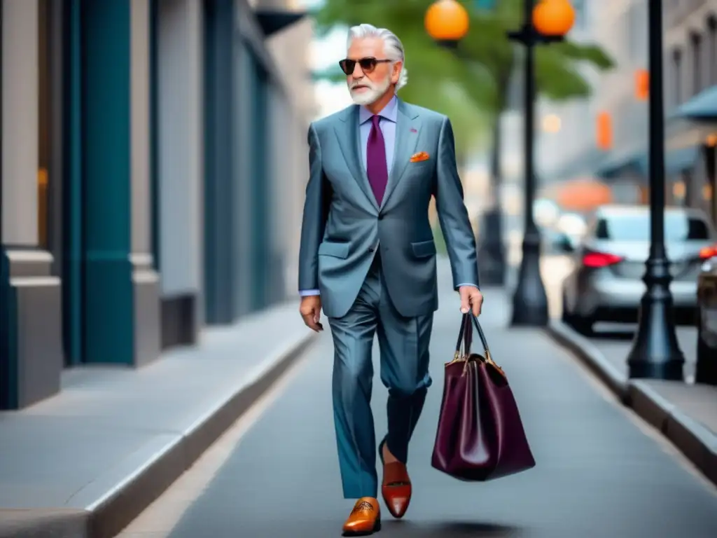 Moda hombres tercera edad: elegante caballero caminando con estilo en la ciudad