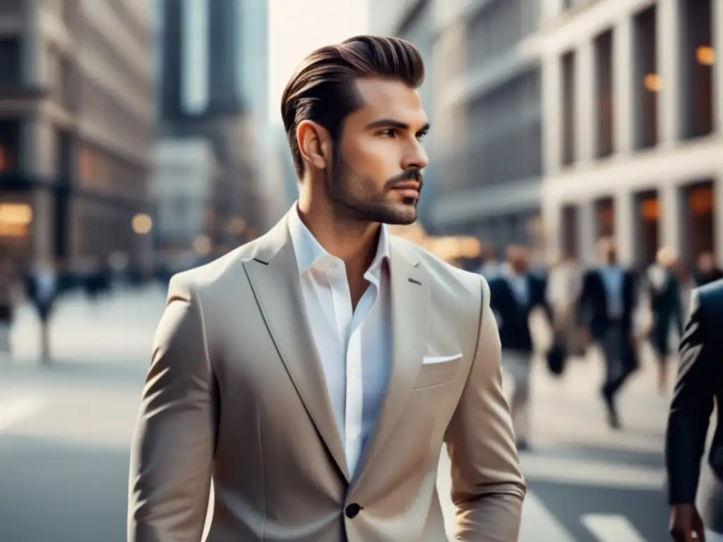 Hombre elegante en ciudad vibrante Estilo hombre moderno viaje ciudad