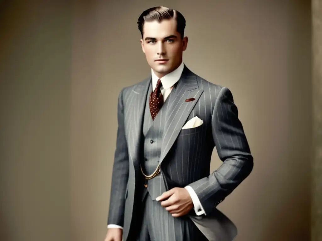 Hombre elegante de los años 20, traje de 3 piezas, tendencias moda masculina años 20