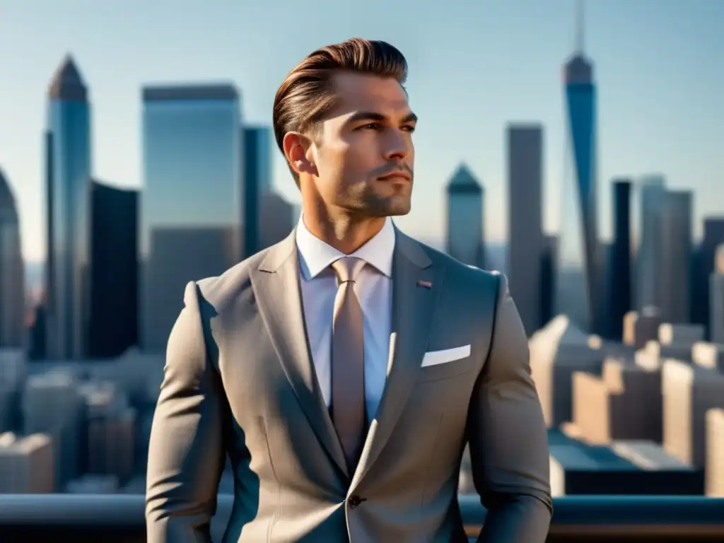 Hombre elegante en la ciudad, tendencias moda masculina cómoda elegante