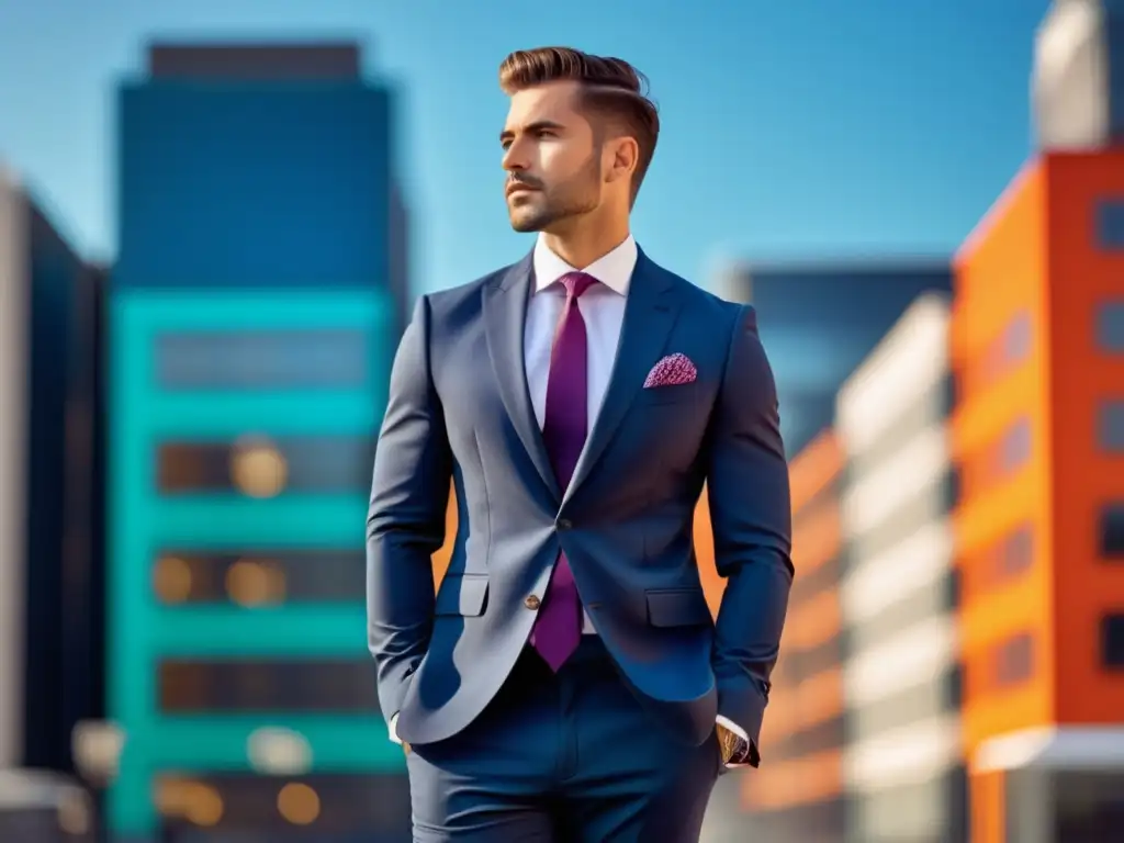 Hombre creativo en traje moderno con estilo urbano - Tendencias moda masculina estilo creativos digitales